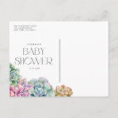 Pastel Watercolor Succulents Summer Baby Dusche Einladungspostkarte (Rückseite)