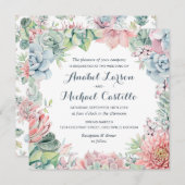 Pastel Watercolor Succulents Wedding Einladung (Vorne/Hinten)