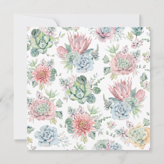 Pastel Watercolor Succulents Wedding Einladung (Rückseite)