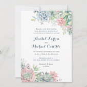 Pastel Watercolor Succulents Wedding Einladung (Vorderseite)