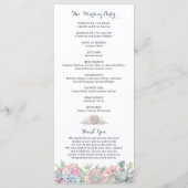 Pastel Watercolor Succulents Wedding Program Programm (Rückseite)