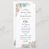Pastel Watercolor Succulents Wedding Program Programm (Vorne/Hinten)
