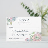 Pastel Watercolor Succulents Wedding RSVP Respekt Einladung (Stehend Vorderseite)