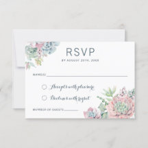 Pastel Watercolor Succulents Wedding RSVP Respekt