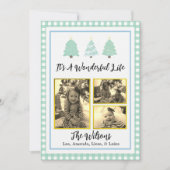 Pastel Watercolor Tremes Grüne Karierte Weihnachts Ankündigung (Vorderseite)