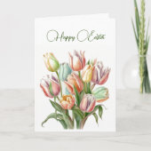 Pastel Watercolor Tulips Pastel Happy Oaster Karte (Vorderseite)
