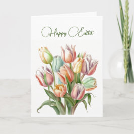Pastel Watercolor Tulips Pastel Happy Oaster Karte