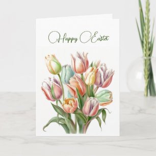 Pastel Watercolor Tulips Pastel Happy Oaster Karte
