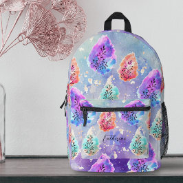 Pastel Watercolor und Tinte Serene Magische Blätte Bedruckter Rucksack