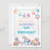 Pastel Watercolor Unicorn Birthday  Einladung (Vorderseite)