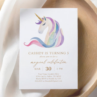 Pastel Watercolor Unicorn Geburtstag Einladung