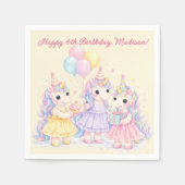 Pastel Watercolor Unicorn Girls Birthday Serviette (Vorderseite)
