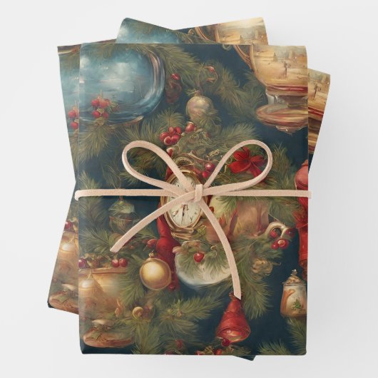 Pastel Watercolor Viktorianische Weihnachtsschmuck Geschenkpapier Set (Beispiel)