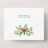 Pastel Watercolor Weihnachtsblume 3-Foto All In One Einladung (Rückseite)