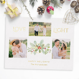 Pastel Watercolor Weihnachtsblume 3-Foto Folien Feiertagskarte