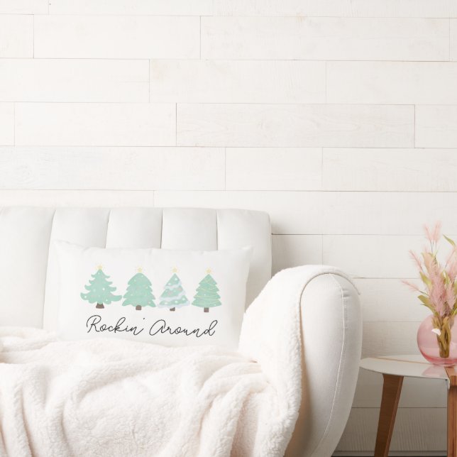 Pastel Watercolor Whimsical Christmas Tree Lendenkissen (Liege)