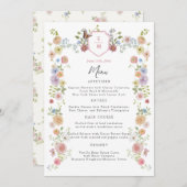 Pastel Watercolor Wildblume Wedding Menu Menükarte (Vorne/Hinten)