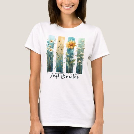 PASTEL WATERCOLOR WILDFLOWER BRUSHSTROKES T-Shirt (Vorderseite)