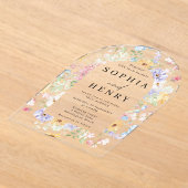 Pastel Watercolor Wildflowers Wedding Acryleinladungen (Ablage )