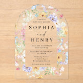 Pastel Watercolor Wildflowers Wedding Acryleinladungen (Vorderseite)