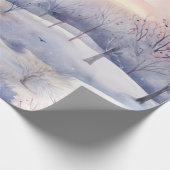 Pastel Watercolor Winterwaldmuster Geschenkpapier (Ecke)