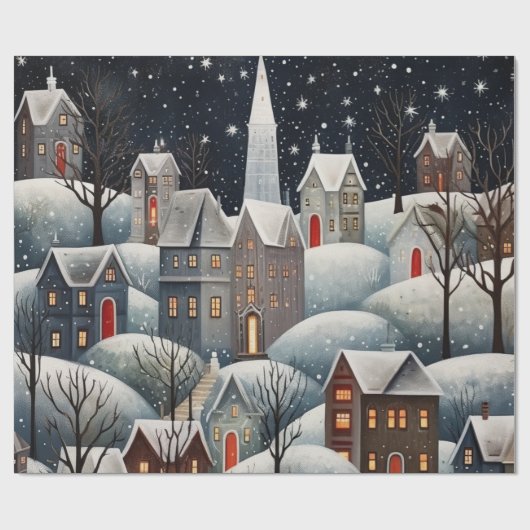 Pastel Watercolor Winterwaldmuster Geschenkpapier (Flach)