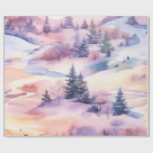 Pastel Watercolor Winterwaldmuster Geschenkpapier (Flach)