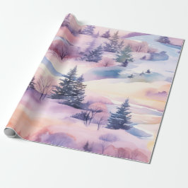 Pastel Watercolor Winterwaldmuster Geschenkpapier