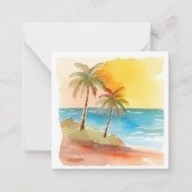 Pastel Watercolor Yellow Tropical Palm Tree