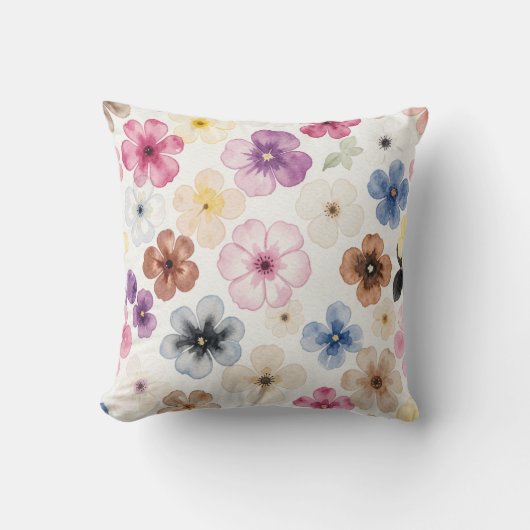 Pastel Watercolour Floral Cushion Kissen (Vorderseite)