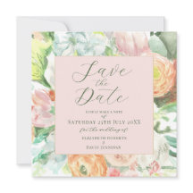 Pastel Watercolour Floral Save the Date Card