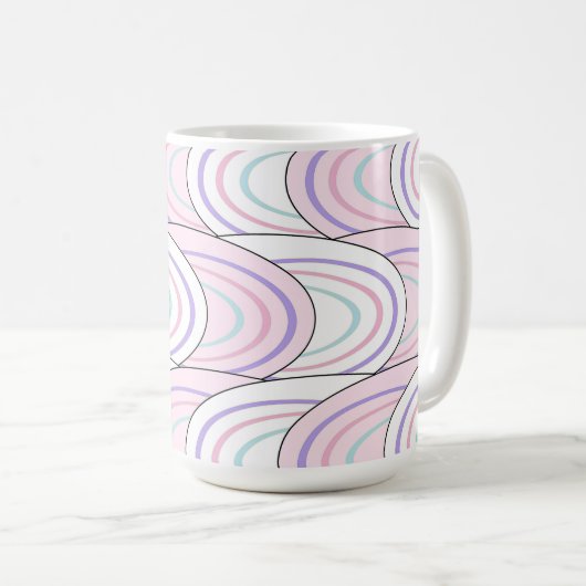 Pastel Wave Abstract Pattern Coffee Mug Kaffeetasse (VorderseiteRechts)