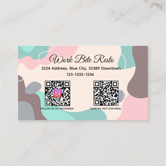Pastel Wave Modern Restaurant Qr Code Menü und Rabattkarte (Rückseite)