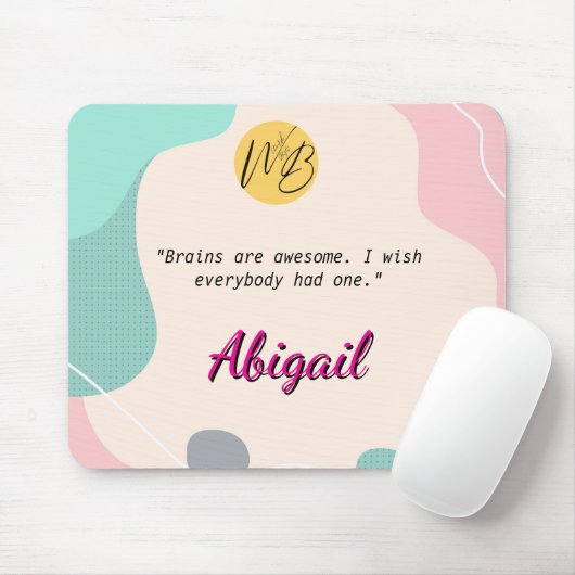 Pastel Wave Personalisiert Name Office Logo School Mousepad (Mit Mouse)