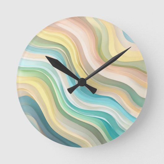 Pastel Wave Wall Clock Runde Wanduhr (Vorderseite)