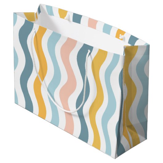 Pastel Wavy Lines  Große Geschenktüte (Rückseite Schrägansicht)