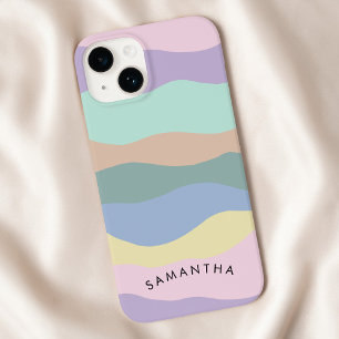 Pastel Wavy Muster Personalisiert Curvy Name Case-Mate iPhone 14 Hülle