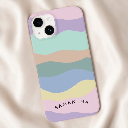 Pastel Wavy Muster Personalisiert Curvy Name Case-Mate iPhone Hülle