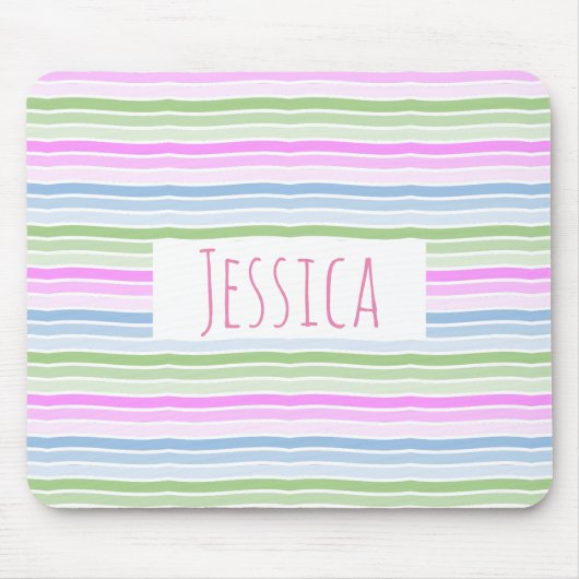 Pastel Wavy Streifen Moderne Personalisiert Mousepad (Vorne)