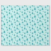 Pastel Weihnachtsbaum Falling Snow Baby Blue Geschenkpapier (Flach)