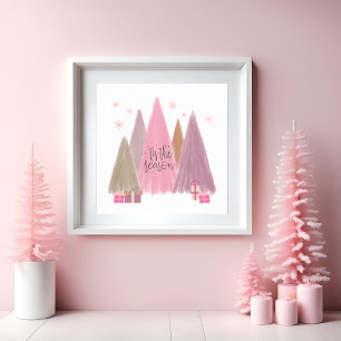 Pastel Weihnachtsbaumen 'Dies ist die Jahreszeit u Poster