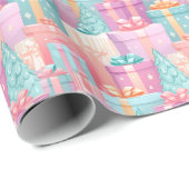 Pastel Weihnachtsgeschenke und Baumpapier Geschenkpapier (Rolleneckpunkt)