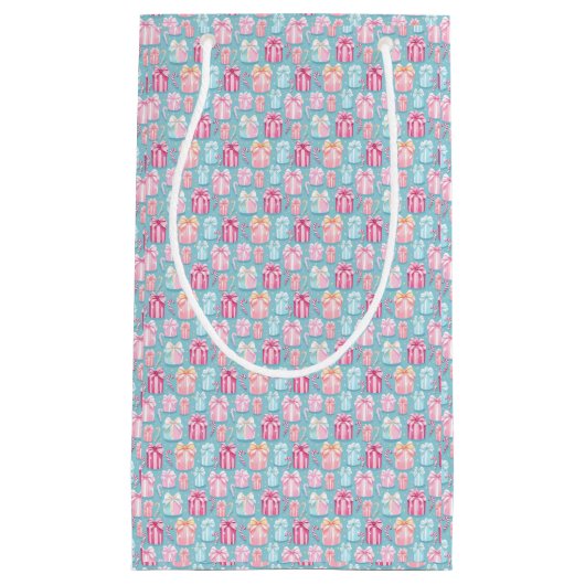 Pastel Weihnachtsgeschenke und Candy Canes Kleine Geschenktüte (Vorderseite)
