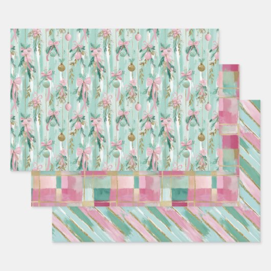 Pastel-Weihnachtsgeschenkverpackungsset Geschenkpapier Set (Set)