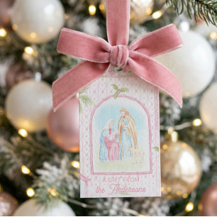 Pastel-Weihnachtsgeschichte Jesuskind in einer K Geschenkanhänger