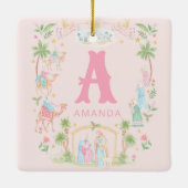 Pastel-Weihnachtsmonogramm Keramikornament (Rückseite)
