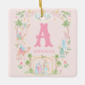 Pastel-Weihnachtsmonogramm Keramikornament (Vorderseite)