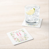 Pastel-Weihnachtsmonogramm Rechteckiger Pappuntersetzer (Vor Ort)