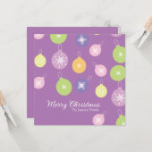 Pastel Weihnachtsschmuck Snowflakes Violett Karte (Vorderseite/Rückseite Beispiel)