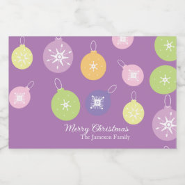 Pastel Weihnachtsschmuck Snowflakes Violett Lebensmitteletikett